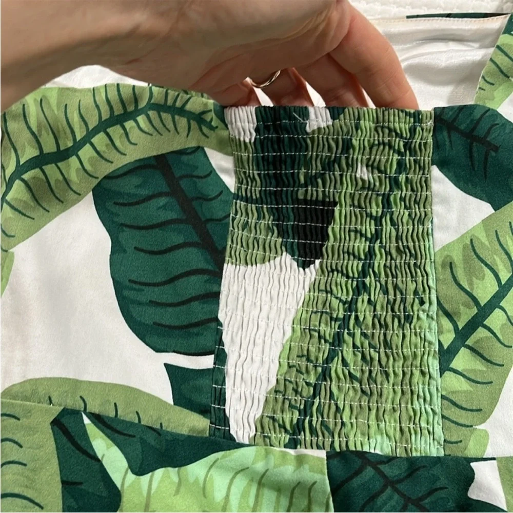 Belle Epoque Tropical Leaf Print Fit & Flare Size M Green White Summer Sundress - Picture 5 of 12